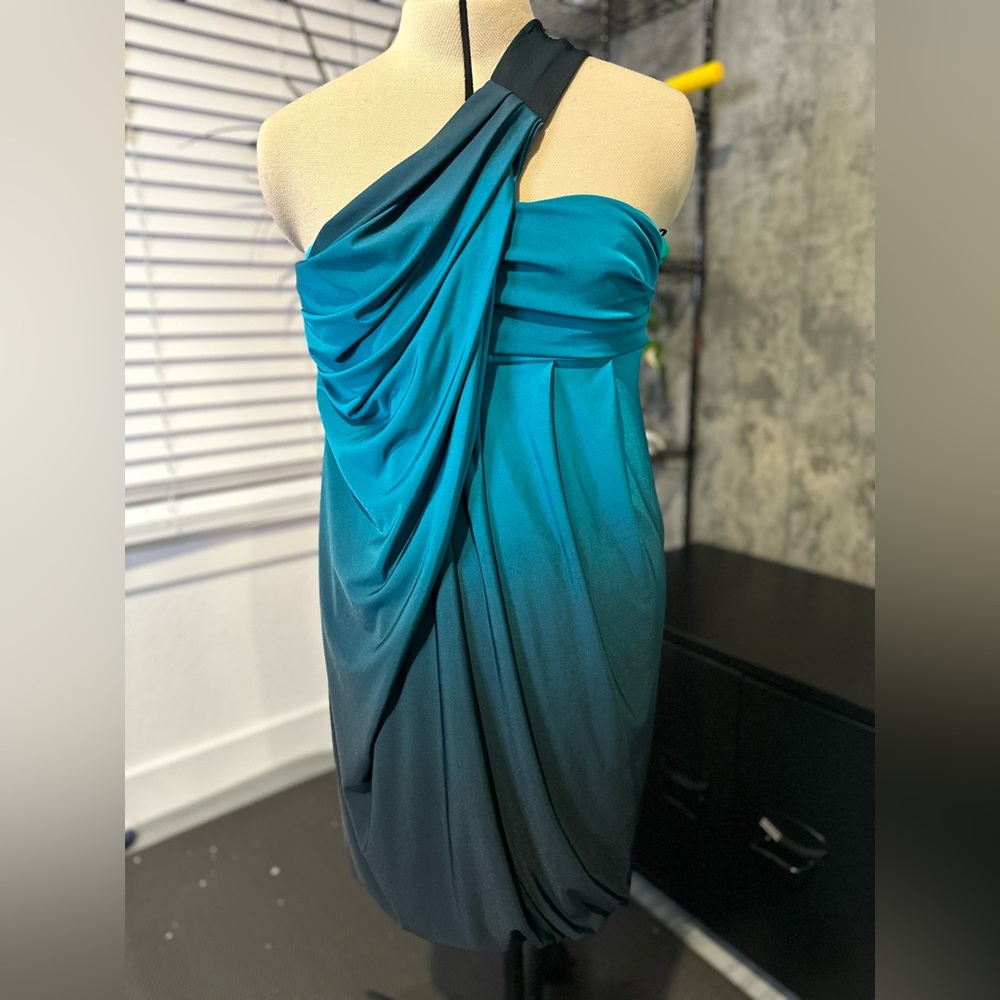 Turquoise Ombre Short Homecoming Dress Sz 5/6 one shoulder